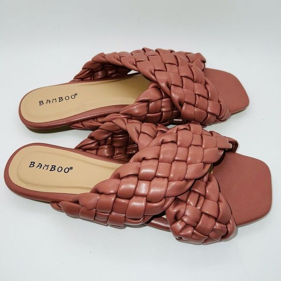 Bamboo Women's Braided Crisscross Strap Kick 61 Sandal Pink Size 6 New - Picture 5 of 6